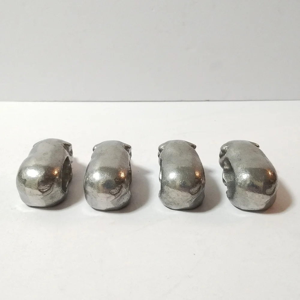 Lot of 4 Pig Pewter Napkin Ring Holders Set Vintage Pig Napkin Rings